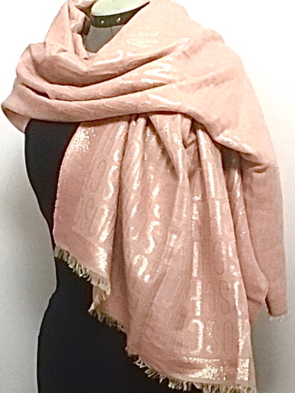 Moschino Lurex Logo Large Scarf